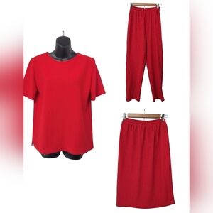 Women's 3 Pieces Outfits Red Stretch Size Small